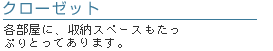 クローゼット　各部屋に、収納スペースもたっぷりとってあります。